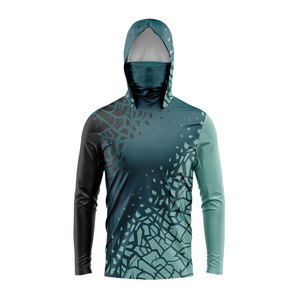 Camisetas de Pesca de Manga Larga con Protección UV, Camisetas de Pesca UPF Personalizadas para Hombre con Capucha y Protector de Cuello - Product Image 2