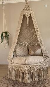 <b>Round</b> Hanging chair, Macrame <b>swing</b>, hängesessel, Indoor Outdoor <b>Swing</b>, Macrame <b>swing</b> chair, hanging - Product Image 1