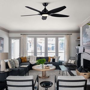 Ventilatore da soffitto a LED integrato da 60 pollici con lame in ABS nere - Product Image 3