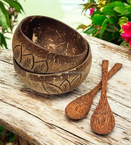 ชามมะพร้าวธรรมชาติทำมือชามกะลามะพร้าวอินทรีย์เป็นมิตรต่อสิ่งแวดล้อมสำหรับสมูทตี้และสลัด - Product Image 1