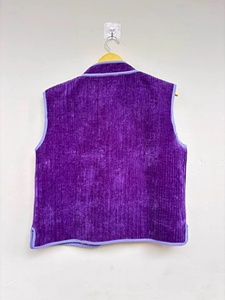 Vintage Short Sleeveless Velvet Floral Beaded Winter <b>Waistcoat</b> with V-Neck and Single Button for <b>Women</b> - Product Image 2