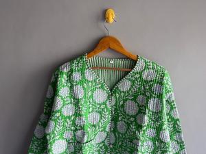 Chaqueta acolchada de algodón con estampado floral para mujer, cárdigan con cuello en V, ropa exterior informal transpirable, regalo para ella - Product Image 2