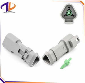 ตัวเชื่อมต่อรถยนต์แบบกันน้ำ 3 ขา J1939 CAN ทองแดง รุ่น DT04-3P-E008 พร้อมปลอกหุ้มแบบหดได้ สีเทา ซีรีส์ DT - Product Image 1