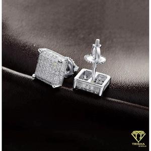 Luxury 925 Sterling Silver With VVS Lab Grown <b>Diamond</b> <b>Square</b> Stud <b>Earrings</b> Gold Tone Sparkling Stone Jewelry For Wholesale Buyer - Product Image 2