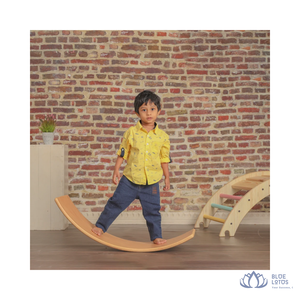 [HOT SELLING] BLUE LOTUS FARM Wooden Balance Board Wobble Board Toy Kids Fitness Exercise Core Strength Support Durable - Product Image 1
