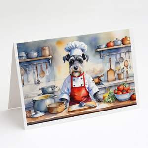 Schnauzer the Chef Whimsical A7 Size <b>5x7</b> Blank Note Cards Pack of 8 with <b>Envelopes</b> for Greetings and Notes - Product Image 1