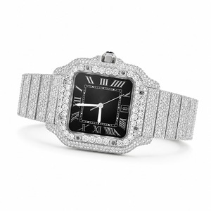 Reloj mecánico unisex de lujo, cuadrado, de acero inoxidable, con diamantes incrustados, esfera analógica, cristal de zafiro, 41 mm, cierre plegable - Product Image 5