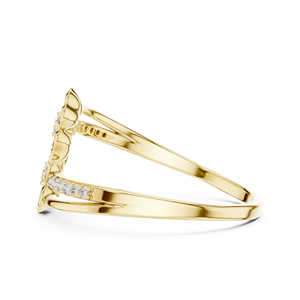 Anillo de oro macizo de 14k para mujer con diamante de corte redondo minimalista en forma de flor, ideal para regalo, compromiso, aniversario, boda. - Product Image 2
