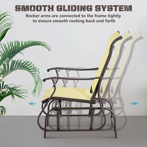 Beige Outdoor Patio <b>Swing</b> Glider Chair with Steel <b>Frame</b> for Backyard Garden Porch Rocking - Product Image 4