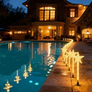 Luci Natalizie Solari da Esterno IP64 Impermeabili con 8 Modalità, Pannello Solare Regolabile a 90 Gradi, Accensione/Spegnimento Automatico, Luci a Stella per Vialetti - Product Image 5