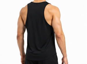 Men's <b>Black</b> Solid O-Neck Tank Top Breathable <b>Knitted</b> Casual Sleeveless Polyester Material High Quality <b>vest</b> with custom logo - Product Image 6