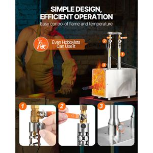 Fucina Portatile a Propano a 2 Bruciatori 2600°F per la Lavorazione di Utensili e Coltelli, Grande Capacità, Forma Quadrata, per la Forgiatura di Metalli e Macchinari - Product Image 5