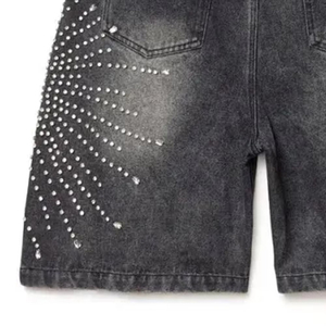 High Quality Solid Denim <b>Shorts</b> Men's Casual Summer Workout 100% Cotton Eco-Friendly Breathable Quick Dry Drawstring Closure - Product Image 3