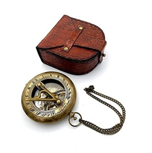Vintage Brass Nautical <b>Compass</b> with Premium Leather Pouch Classic Marine Navigation Gift and Decorative Accent - Product Image 2