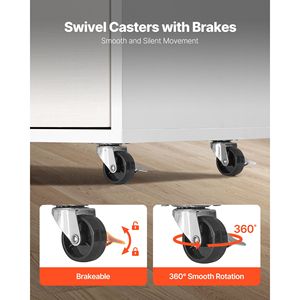 Armadietto Mobile in Legno con 3 Cassetti e Ripiani Regolabili, Archivio con Ruote e Striscia LED, Chiudibile a Chiave - Product Image 3