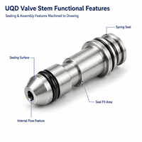 Tige de vanne en acier inoxydable UQD pour connecteur de refroidissement liquide de centre de données, sur mesure pour composant de précision tourné, usinage CNC