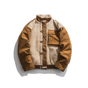 Men's Sherpa <b>Fleece</b> <b>Jacket</b> Stand Collar Button Windproof Casual Winter <b>Thick</b> Regular Fit Solid Color Sherpa <b>Jacket</b> For Men's - Product Image 1