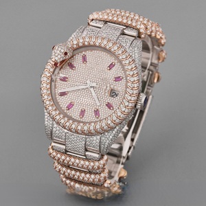Reloj de pulsera artesanal con diamantes de moissanita y accesorios de acero inoxidable, que brilla con la claridad de diamantes VVS - Product Image 3