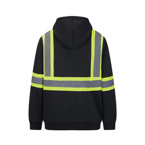High Visibility Reflective Safety Hoodie Full Zip <b>Work</b> Jacket Detachable Hood <b>Waterproof</b> Breathable Hoodie OEM Safety Workwear - Product Image 2