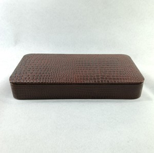Vintage Leather Crocodile Print Business Set Desktop Organizer Multiple Compartment Wallet Glass Key Card Pen Holder Wholesale - Product Image 6