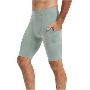 Shorts de sport pour hommes en nylon et élasthanne avec logo personnalisé, taille élastique, séchage rapide, coupe mi-haute, style cycliste - Product Image 1