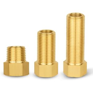Raccord de tuyauterie long en laiton poli, adaptateur fileté BSP mâle-femelle 1/8" 1/4" 3/8" 1/2", haute pression flexible - Product Image 4