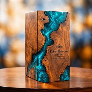 Personalized American Style Wooden Resin Handmade Cremation Urn <b>Box</b> for Human & Pet Ashes Eco-Friendly & Durable Burial <b>Memorial</b> - Product Image 3