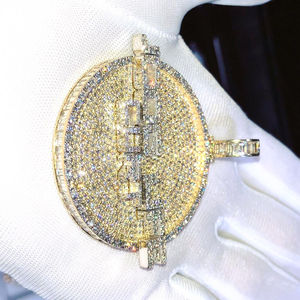 Collar de Lujo con Colgante de Letra de Moissanita Iced Out, Oro Rosa, Estilo Hip Hop, con Aspecto de Diamante VVS, para Fiesta - Product Image 1