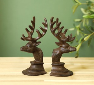 Metal Bookends <b>Set</b> Of 2 Sculptural Hand Design Traditional Style Antique Weathering Finish For Home <b>Office</b> Decor - Product Image 4