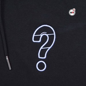 Sudadera con capucha negra para hombre, de algodón, informal, con bolsillo frontal y estampado de signo de interrogación, para otoño, corte regular, la más vendida. - Product Image 5