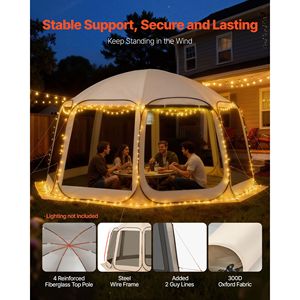 Tenda a Schermo Pop-Up 15 x 13,8 piedi per 12-15 Persone, Portatile con Borsa per il Trasporto e Lati con Zanzariere, Gazebo Schermato - Product Image 5