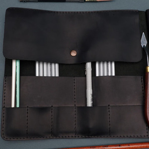 Kit d'artiste en cuir véritable de qualité supérieure, organiseur portable pour outils de dessin, fabrication OEM en marque privée, vente en gros - Product Image 5