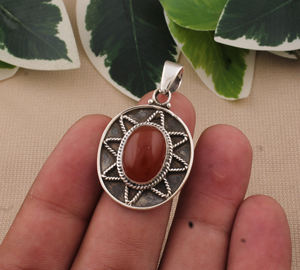 Pendentif vintage en onyx rouge serti de pierres, en argent sterling 925 plaqué platine, style victorien, collier unisexe en pierres précieuses naturelles - Product Image 2