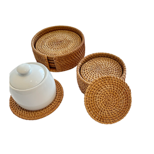 Plateau en rotin style vintage, plateau décoratif en rotin style INS, plateau en rotin incrusté style bohème chic, plateau coquillages style côtier 30cm - Product Image 4