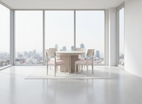 Ensemble de table basse ronde moderne avec 4 chaises, construction en frêne massif et placage MDF, design durable et léger