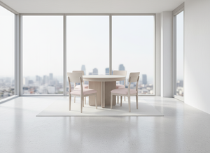 Ensemble de table basse ronde moderne avec 4 chaises, construction en frêne massif et placage MDF, design durable et léger - Product Image 4