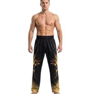 Pantalon de boxe sublimé Black Flame, en polyester durable, léger, pour arts martiaux et combats - Product Image 1