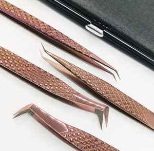 Professional Fiber Tip Tweezers Custom Fiber Tip Tweezer for Eyelash <b>Extension</b> Brown Color Lash Tool - Product Image 4