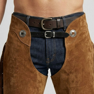 Premium Suede Hide Western Horse Riding <b>Chaps</b> Full Length Protective Legwear Bespoke Design OEM Wholesale Factory - Product Image 5