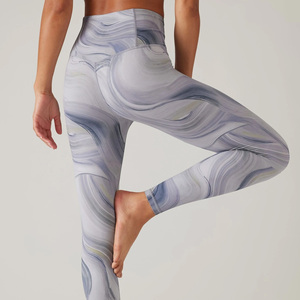 Elastic Waist High Waist Full Length Yoga <b>Leggings</b> Spandex/Nylon Quick Dry Butt Lift Side <b>Mesh</b> Embroidery Pants - Product Image 4