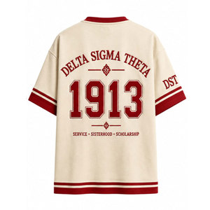 Delta Sigma Theta T-shirt raglan rouge et blanc pour hommes, t-shirt graphique décontracté avec lettres grecques et design 1913 - Product Image 6