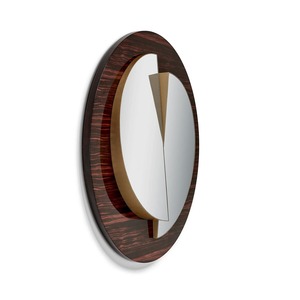 Espejo de pared ovalado moderno con marco de madera y detalles en latón, diseño decorativo para interiores - Product Image 3