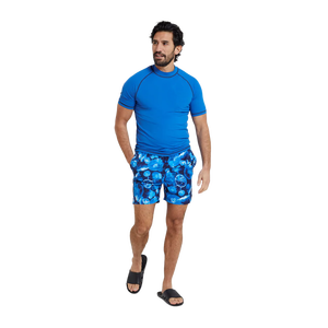Short de bain pour homme, bleu, à séchage rapide, compressif, surdimensionné, uni, décontracté, respirant, en polyester tricoté - Product Image 4