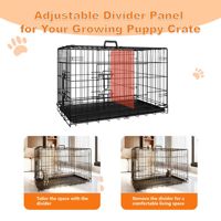 Cage pour chien de grande taille de 42 pouces avec plateau en plastique anti-fuite et cage en fil métallique pliable à double porte pour utilisation en intérieur
