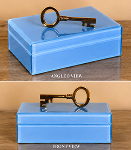 Luxury Blue Color Mirror <b>Glass</b> Decorative Storage Box Key <b>Knob</b> Premium Jewelry Vanity Organizer Boxes Home Decor Lacquer - Product Image 5