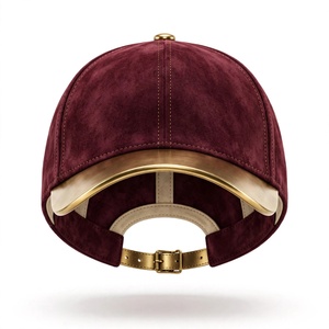 Casquette de baseball en denim extensible bordeaux avec visière dorée, respirante et imperméable, réglable, pour femme, style décontracté - Product Image 3