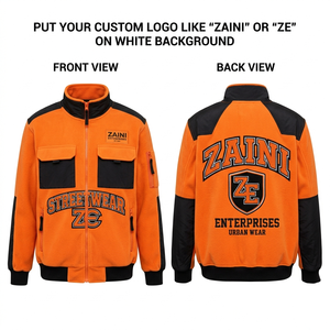 240g Soft Polar Fleece Thin <b>Jacket</b> Orange Black Contrast Shoulder Panels Custom Logo Embossed Waterproof OEM ODM - Product Image 1