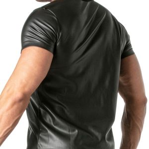 เสื้อยืดแขนสั้นผู้ชายสีดำลายหนังพร้อมกระเป๋าซิปสวมใส่สบายๆ - Product Image 6