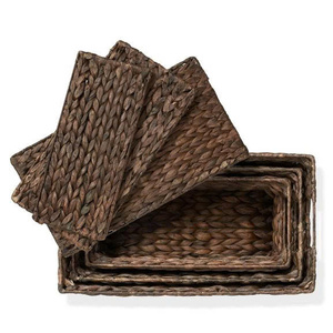 Juego de Cestas de Almacenamiento Rectangulares Apilables de Ratán Natural para Organización del Hogar Rústica y Multiusos - Product Image 3