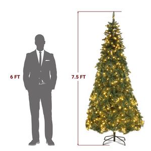 7.5ft Automatic PVC Christmas Tree 600 Warm <b>Lights</b> & 8 Modes 1200 Green <b>Branches</b> 600 <b>Lights</b> 8 Modes 1200 Green <b>Branches</b> Green - Product Image 5
